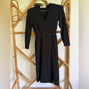 Vintage Adele Simpson Black Wrap Dress